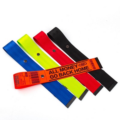 Custom 1.97" W Polyester Reflective ID Ribbon Tag Bicycle Pendant