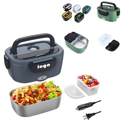 3-in-1 Portable Electric Heated Lunch Box – Stainless Steel, Multi-Voltage for Car, Truck & Home