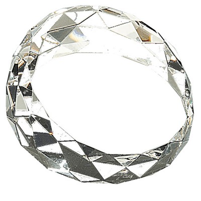 3.5" x 2" Clear Round Crystal Facet Paperweight