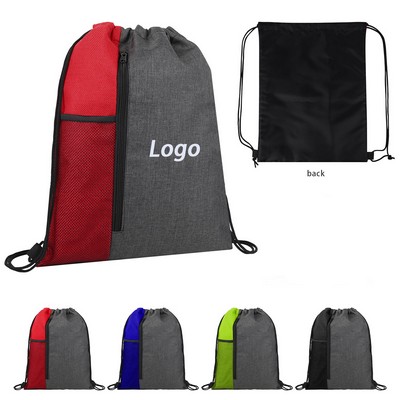 Vertical Mesh Pocket Drawstring Bag
