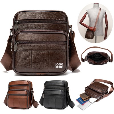 Custom Outdoor Travel Sling Business Handbag Premium Genuine Leather Shoulder Crossbody Bag