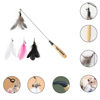 Custom Wood Handle Cat Stick Toys