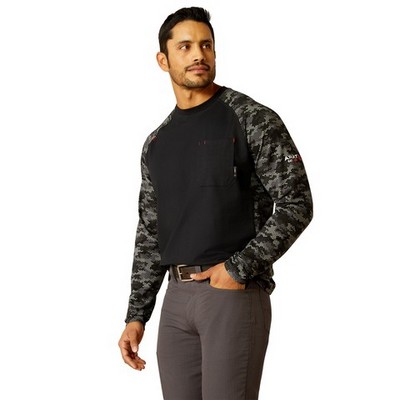 Ariat 10052090 FR STRETCH CAMO BASEBALL LS T-SHRT