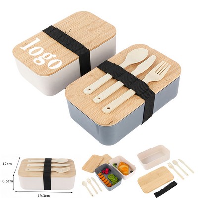 Eco Friendly Wheat Straw Lunch Box With Tableware Set