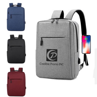 Lightweight Urban Style Business 15.6" Laptop Backpack With USB Charging Port