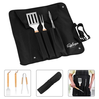 Stainless Steel BBQ Tool Set with Apron
