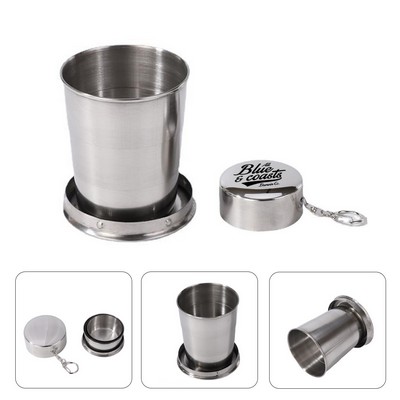 5oz Stainless Steel Collapsible Travel Cup with Lid and Keychain