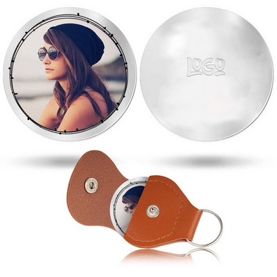 Engraved Stainless Steel Decision Coin PU Leather Keychain