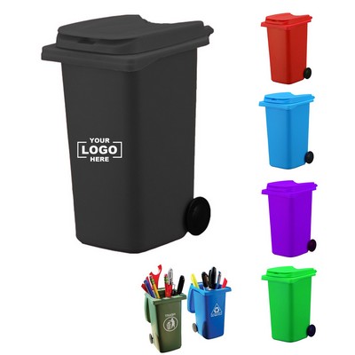 Compact Multi-Colored Garbage Bin Pen Holder