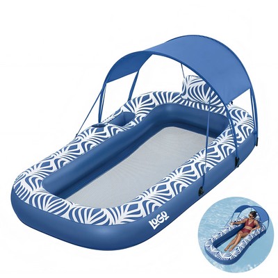 Large Inflatable Pool Float with Backrest & Cup Holders