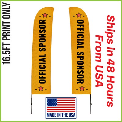 16.5' Straight Flag - Double Sided (Print Only) - Made in the USA