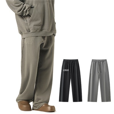 420G Heavyweight Pure Cotton Wide-leg Casual Trousers