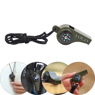 3-In-1 Survival Whistle W/ Compass And Thermometer