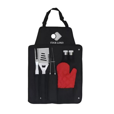 6-Piece BBQ Grill Tool Apron Kit