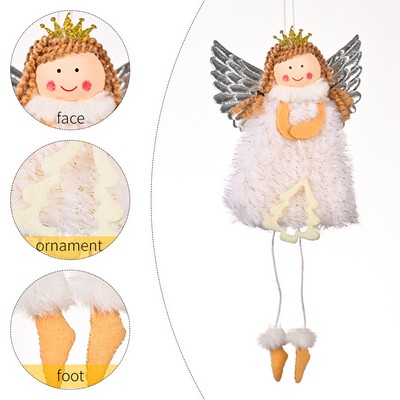 Christmas Decoration Silver Angel Wings Tree Ornament Holiday Scene Hanging Decor