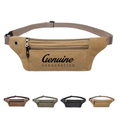 Canvas 3-zip Fanny Pack