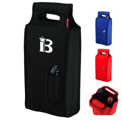 26oz 2 Pack Beer Carrier Wine Bottle Holder W/ Pouch