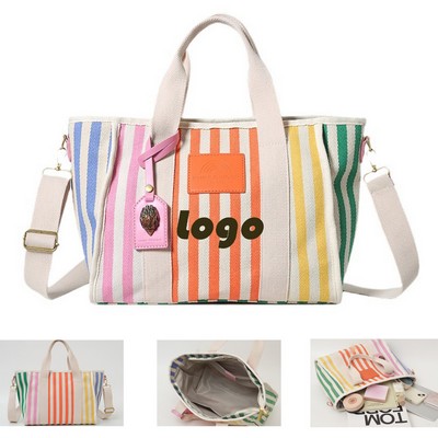 Vibrant Striped Canvas Tote