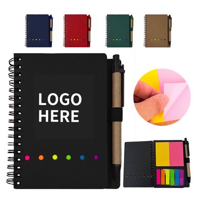 Handy Kraft Spiral Sticky Notepad with Pen
