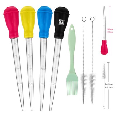 Nylon Heat-resistant Turkey Meat Baster Cooking Set 1 Silicone Basting Brush and 2 Cleaning Brush