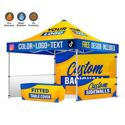 10'x10' Heavy Duty Canopy Tent Kit with 6' Fitted Table Cover