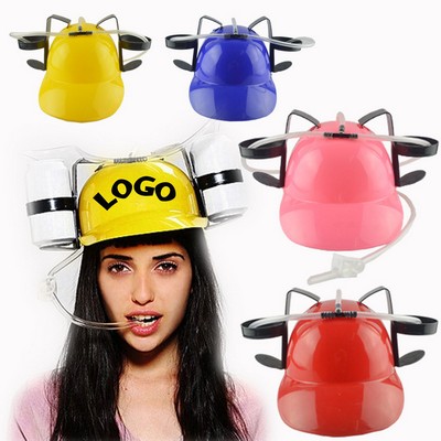 Beer and Soda Drinking Hat with Straw Holder