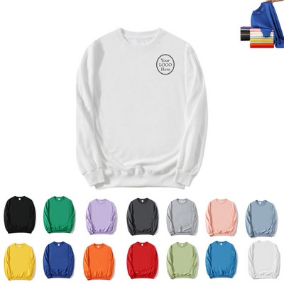 Unisex Round Neck Solid Color Long Sleeve T-Shirt