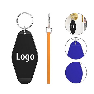 Plastic Rhombus Hotel Motel Vintage Keychain Tags with Key Rings