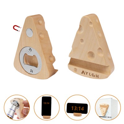 Cheese Design Wooden Opener With Phone Stand