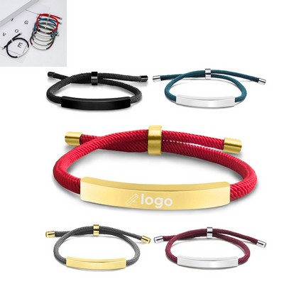 Custom Adjustable Stainless Steel Braided Commemorative Bracelet