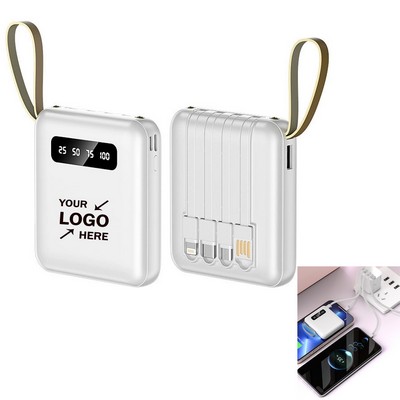 Mini 10000mAh Power Bank with 4 Cables