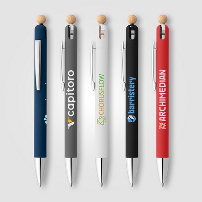 Osaka Recycled Aluminum Bamboo Accented Fidget Ball Pen - Full-Color Inkjet