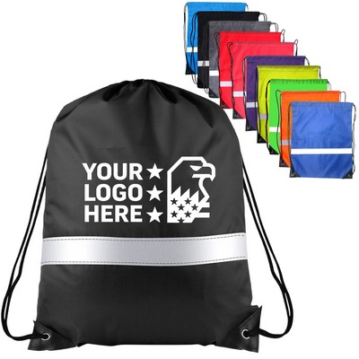 Reflective Polyester Drawstring Gym Cinch Bag