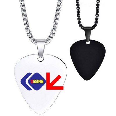 Stainless Steel Heart Necklace with Guitar Pick Charm