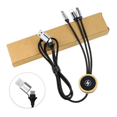 Promotional Nylon Braided 3-in-1 Dual Input USB Charging Cable for Multiple Devices