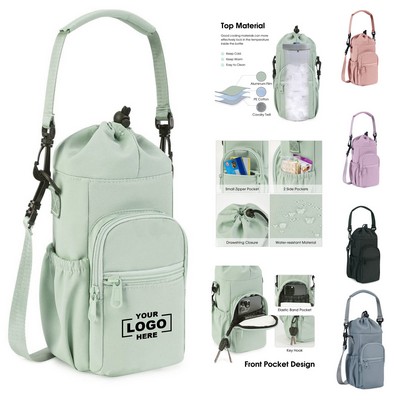 Insulated Water Bottle Carrier Bag with Shoulder Strap