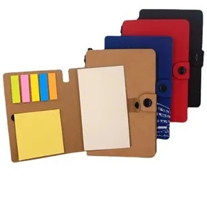 Kraft Cover Mini Memo Sticker Pen Holder Notepad
