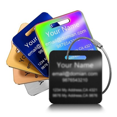 Stainless Steel Luggage Tags with Steel Wire Key Rings