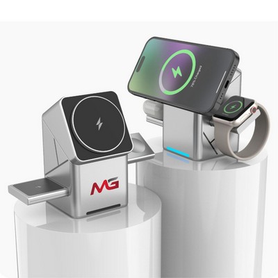 15W Magnetic 3-In-1 Desktop Wireless Charging Station
