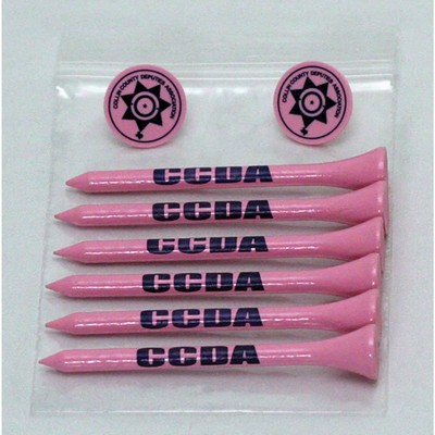 Golf Tee Combo Pack - (6) 2 3/4" Tees, (2) Ball Markers
