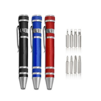 8-In-1 Aluminum Pen Style Multi-Tool Kit