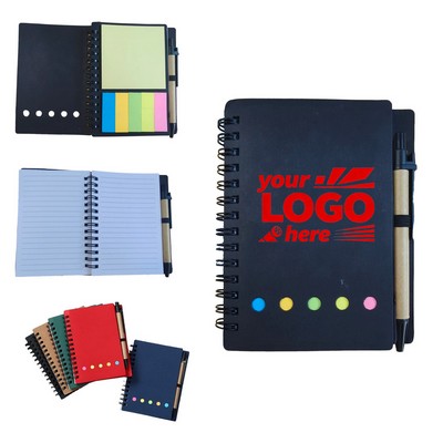 Spiral Notebook W/ Sticky Notes Pen