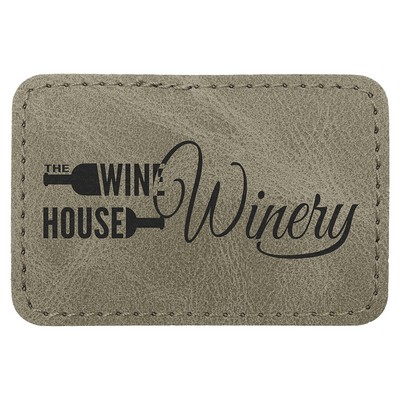 Rectangle Premier Engraved Patch with Adhesive, Light Green Faux Leather, 3" x 2"