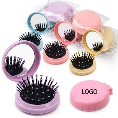 Folding Travel Mirror Hair Brush