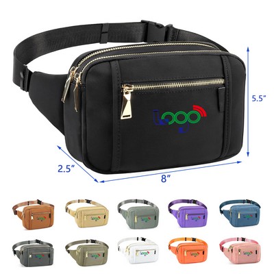 Waist Pack Crossbody Bag with 5 Zipper Pockets