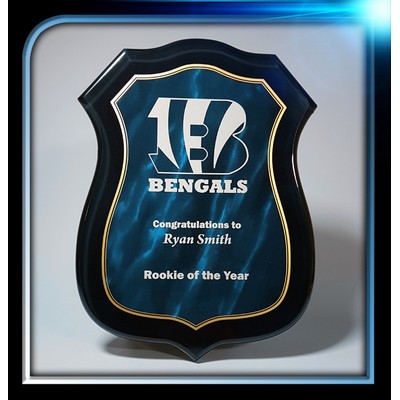 Acrylic Beveled Blue Police Marble Plaque (9"x12"x1/2")