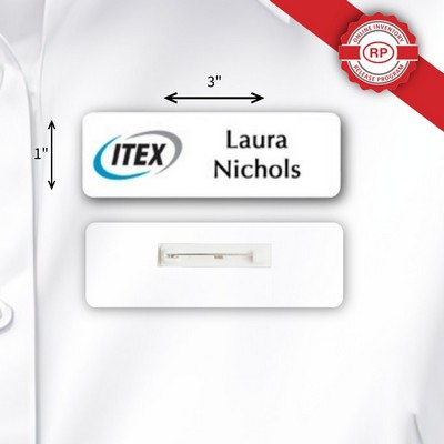 Laminated Personalized Name Badge (1"x3") Rectangle