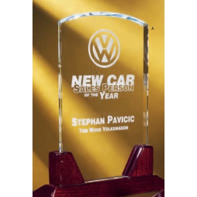 Clear Crystal Award w/Piano Finish Rosewood Base (10")