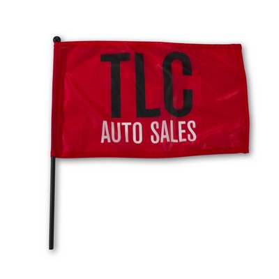 110 Polyester Waving Rally Flag w/ Pole (15"x9" Flag/16" Pole)