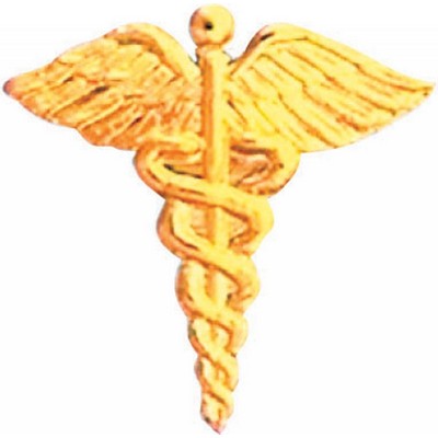 Bright Gold Caduceus Service Lapel Pin
